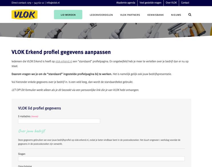 Vlok Erkend Profiel Gegevens Aanpassen